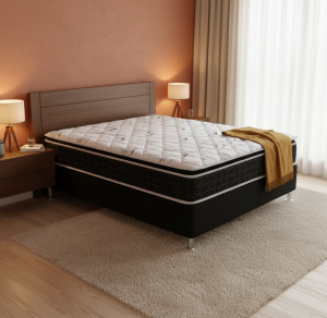 Sommier 2 Plazas D60 Pillow Top Colchón Espuma Alta Densidad