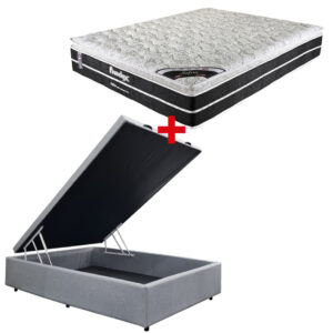 Cama Baúl 2 Plazas Lino + Colchon Resortes Pocket – Safira