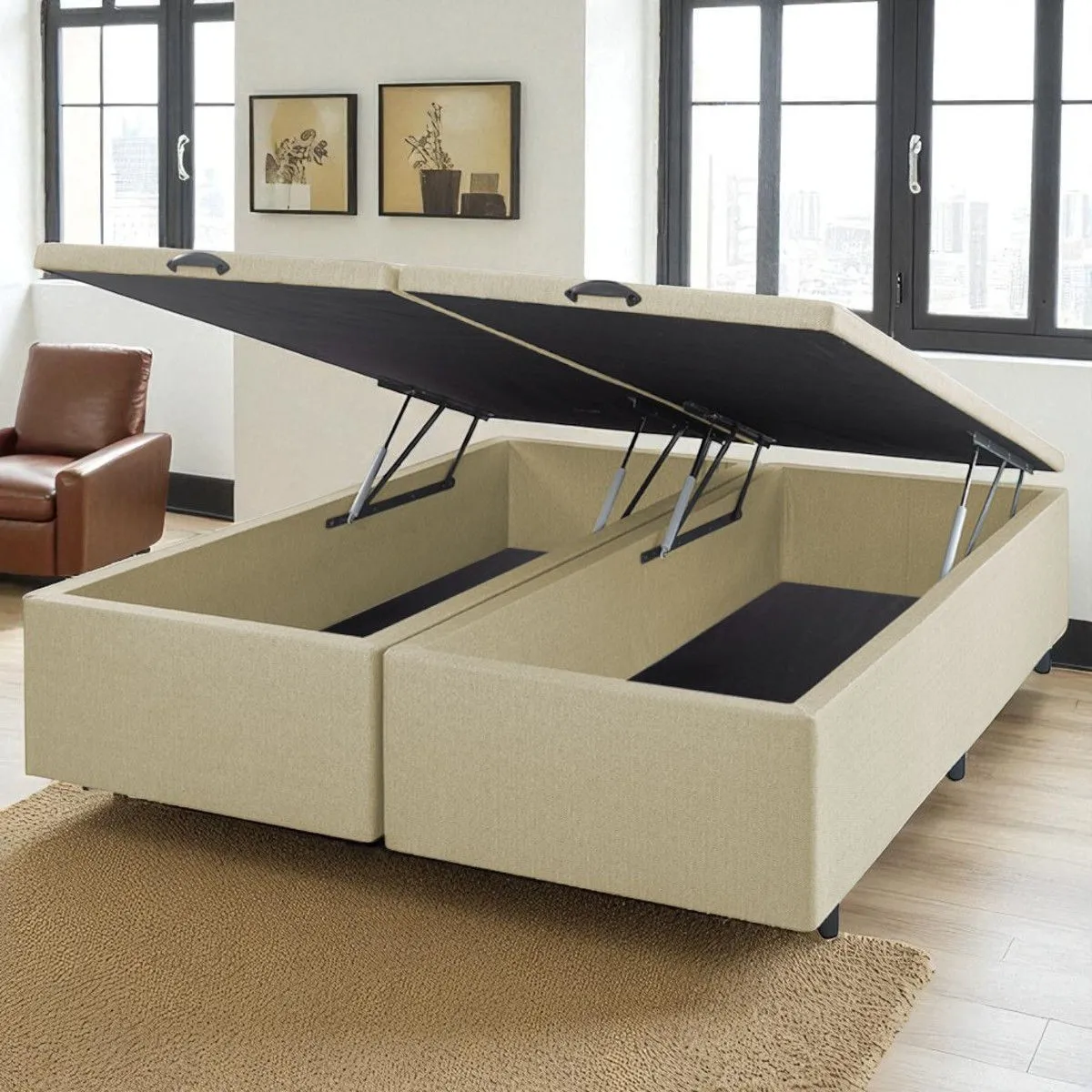 Cama Baúl 2 plazas (2 baúles) - Tela Lino