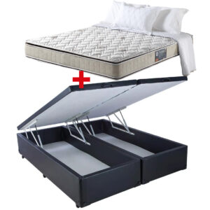 Cama Doble Baúl PU 2 Plazas + Colchón Espuma D28/D70 Magnum