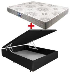 Cama Baúl 2 Plazas Pu + Colchón Espuma D33 Sono