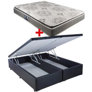 Cama Doble Baúl PU 2 Plazas + Colchón Espuma D33 Sono C/Pillow Top
