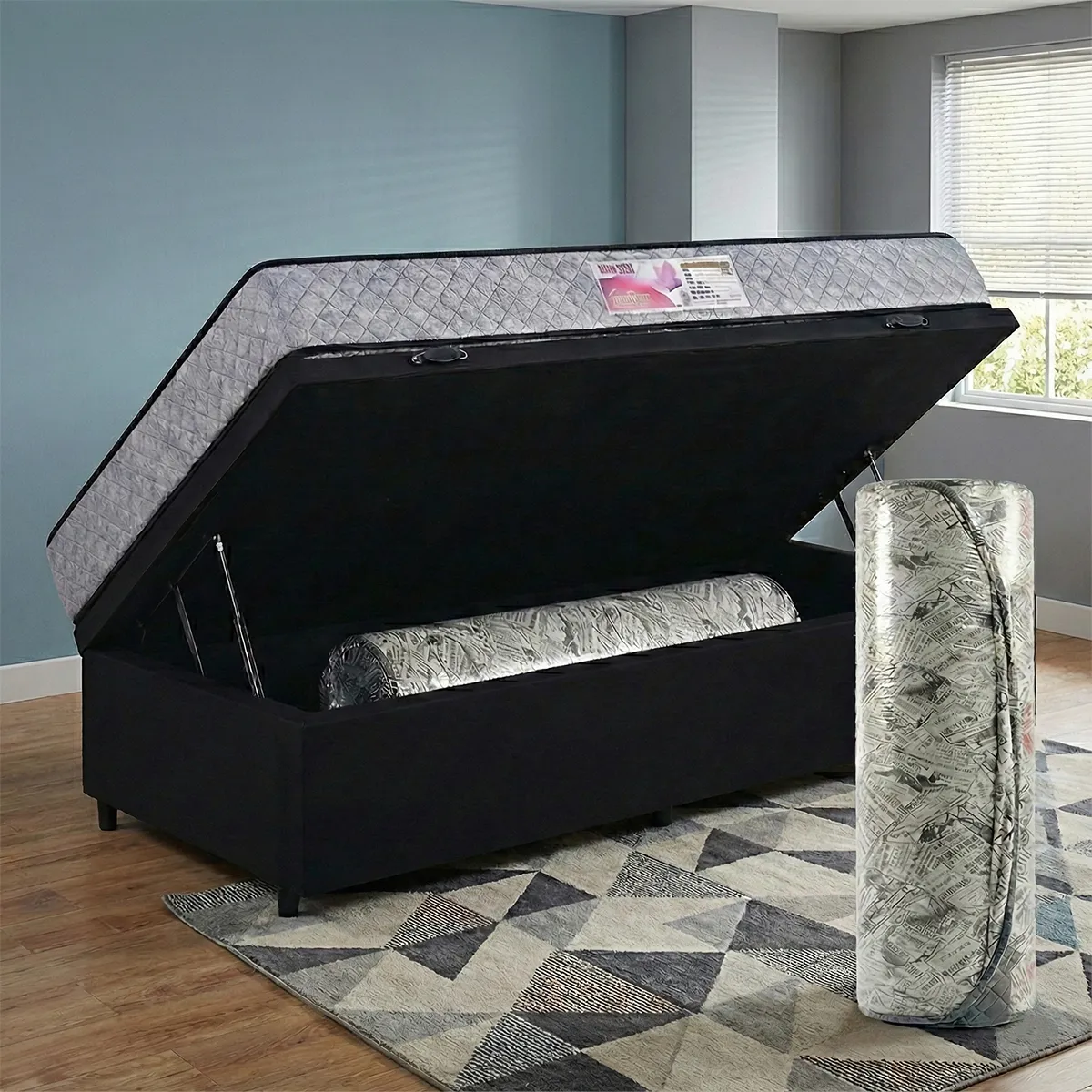 Cama Baúl Sleep + Colchón Espuma Compress 1 Plaza