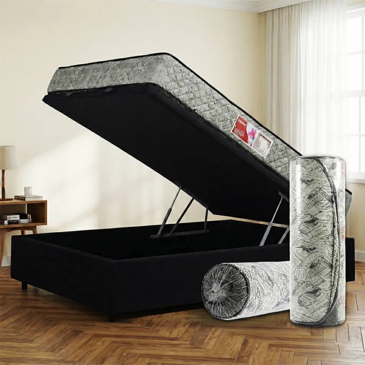 Cama Baúl Sleep + Colchón Espuma Compress 2 plazas 17 cm