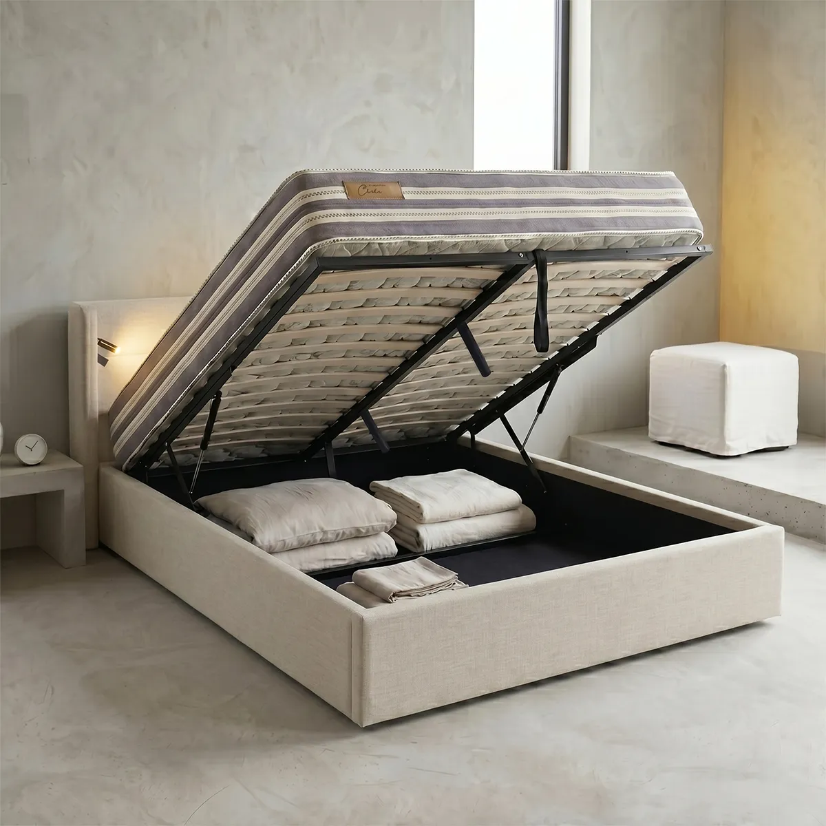 Set Cama Baul Maya 2 plazas + Colchon Clean