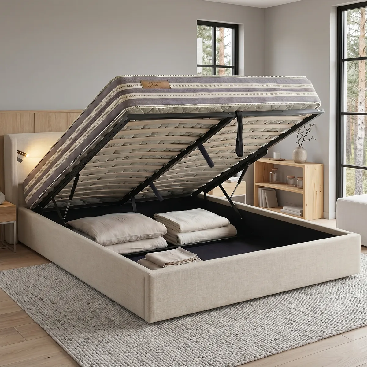 Set Cama Baul Maya Queen Size + Colchon Clean
