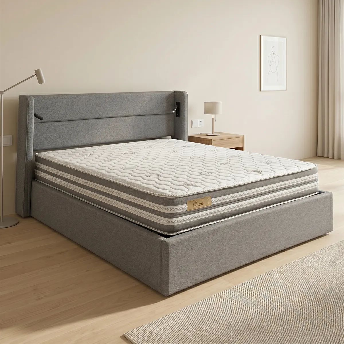 Set Cama Baul Maya 2 plazas + Colchon Clean - Imagen 2