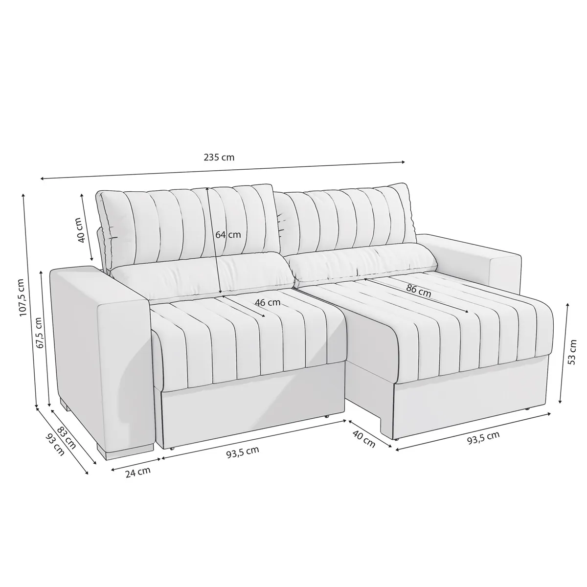 Sofá Sillón Retráctil 235 cm - Piero - Imagen 2