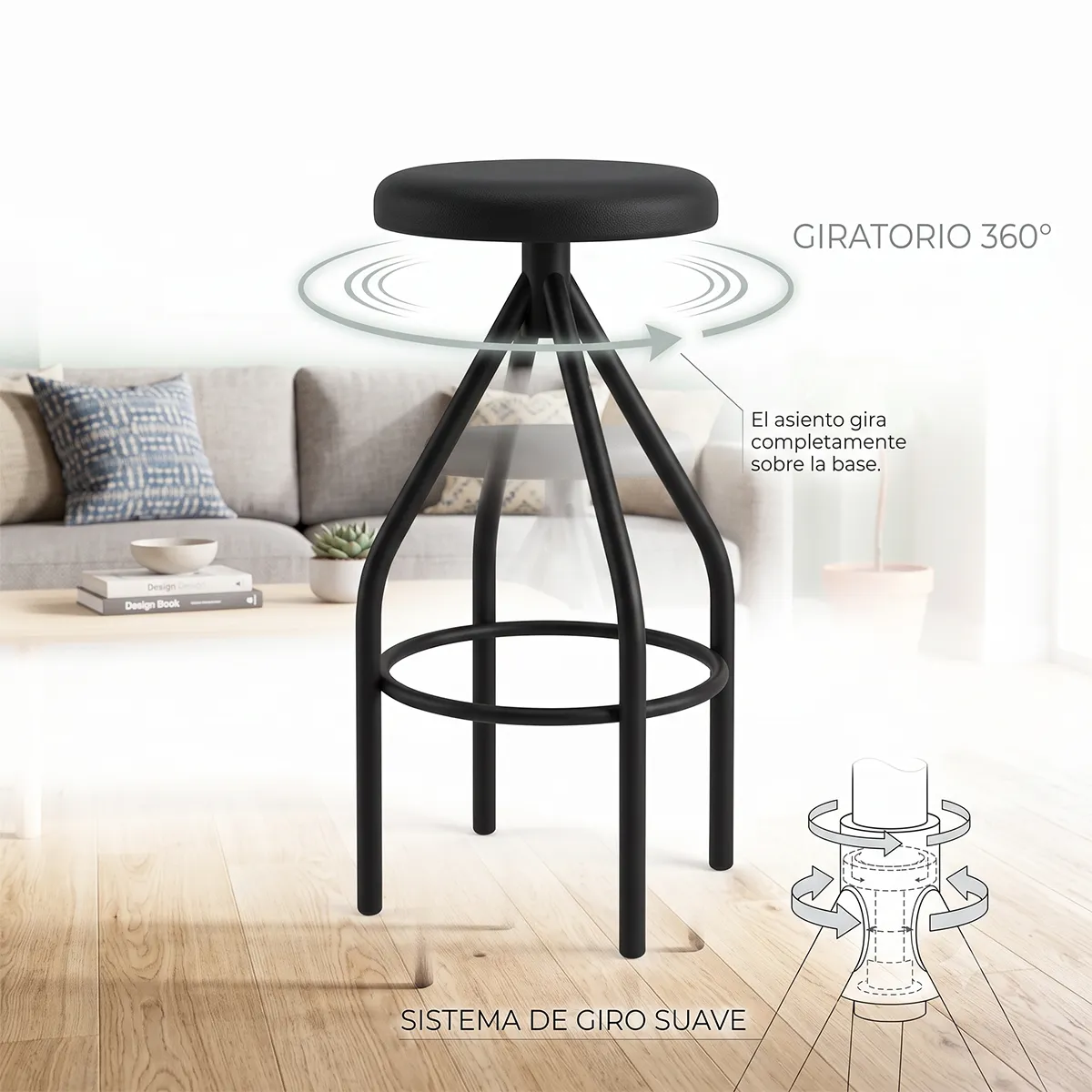 Banqueta Taburete Giratoria 360 - Solaris - Imagen 2